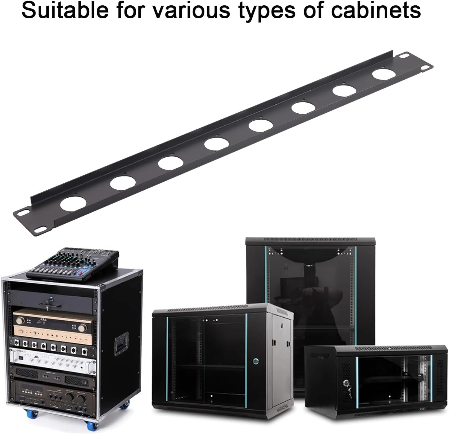 1U8D XLR HDMI Audio Rack Mount Panel for 19" Studio Equipment Enclosure