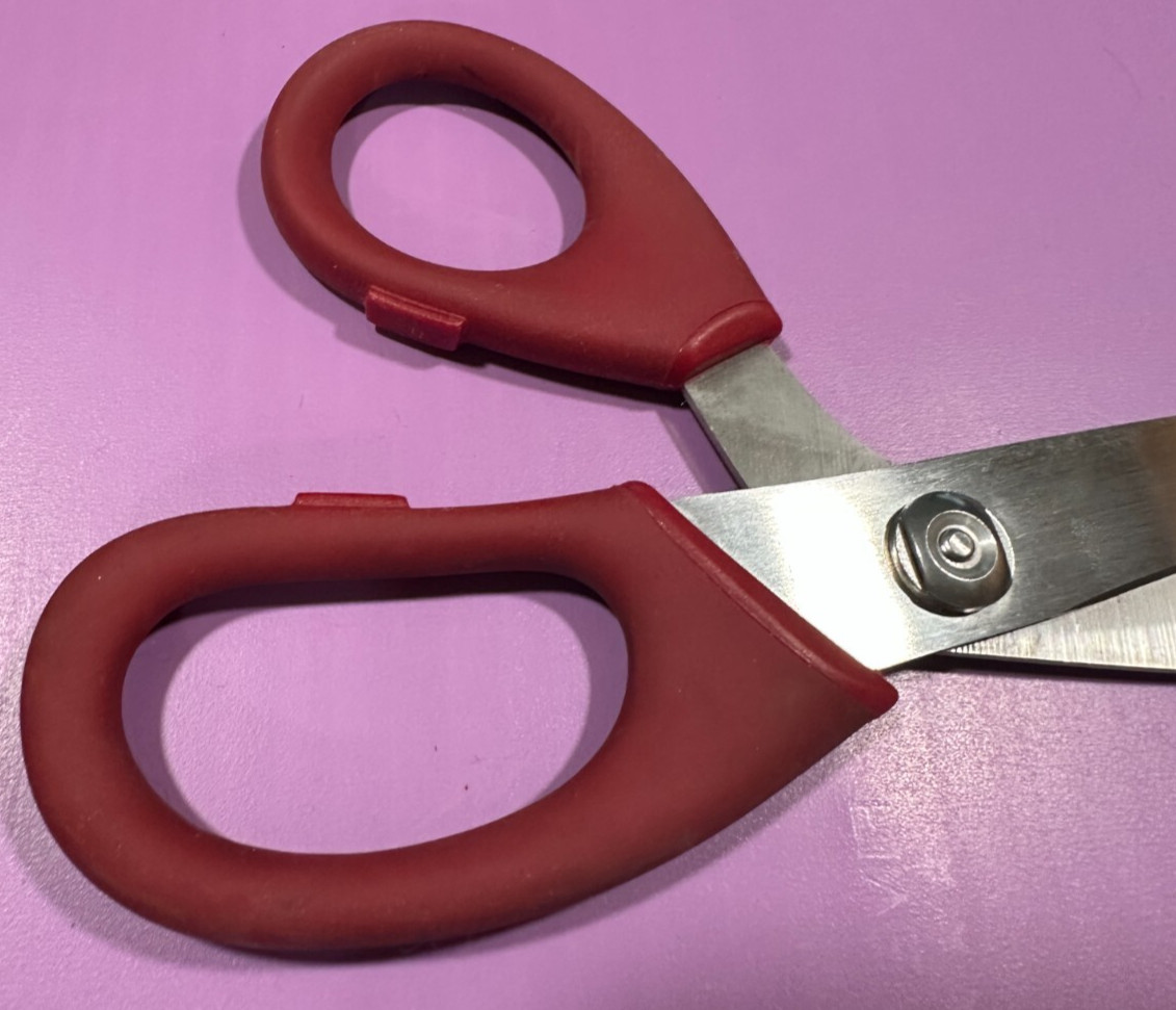 Kitchen Aid Kitchenaid Bent Shears Red HTF Rare Soft Grip 5" Blades