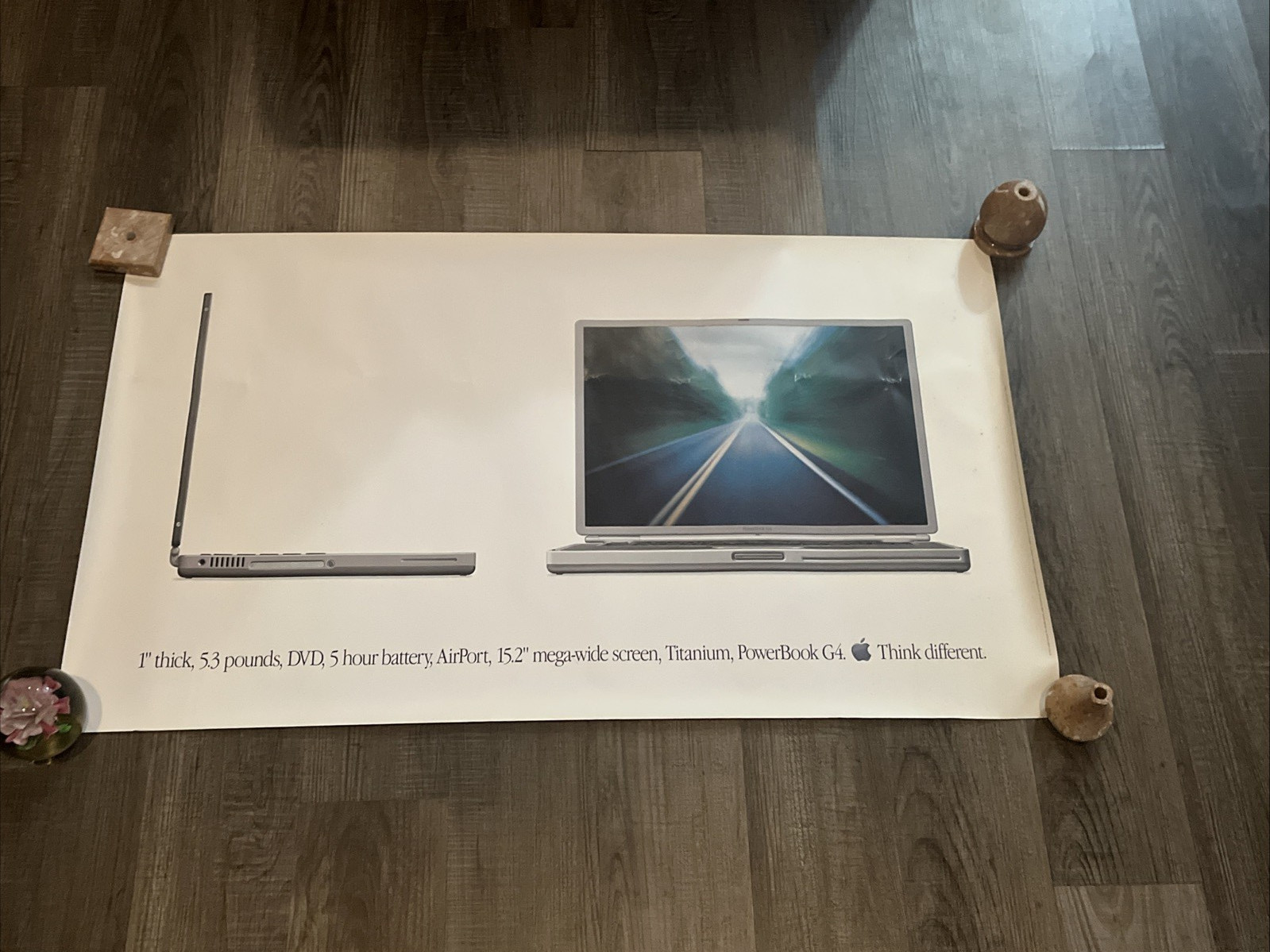 Vintage 2001 Apple Poster G4 PowerBook Think Different 23''x40” Computer Mac