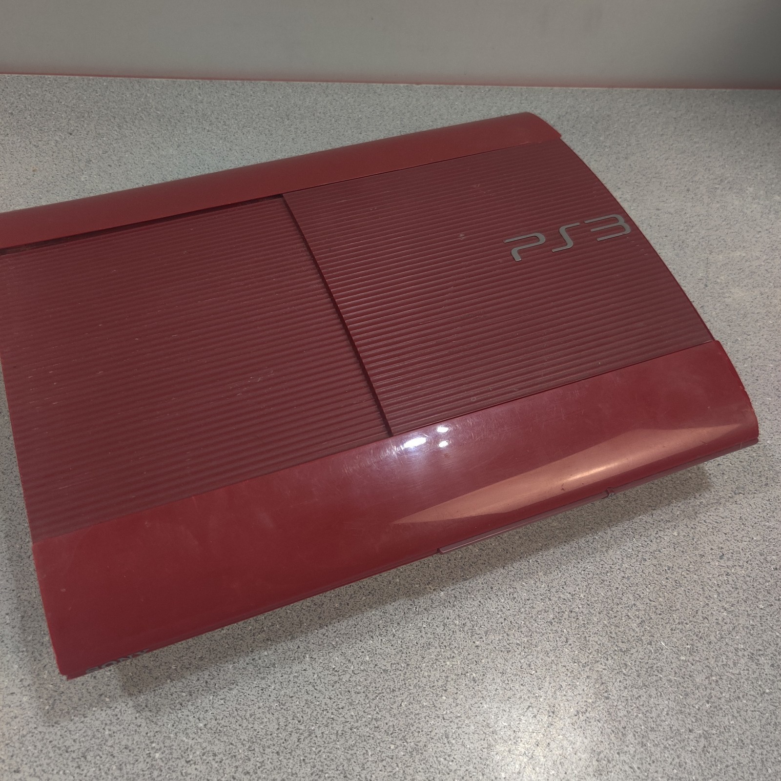 Sony PlayStation 3 PS3 Super Slim Red Console ONLY Blu-ray HDMI Tested (DAMAGE)