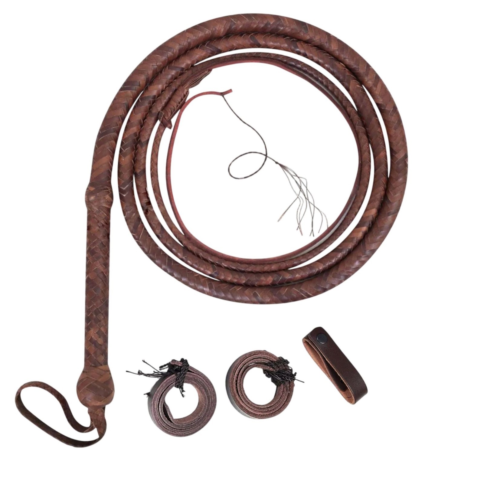 12FT Genuine Cowhide Leather Bullwhip | 16-Plait Handmade Custom Bull Whip Holde
