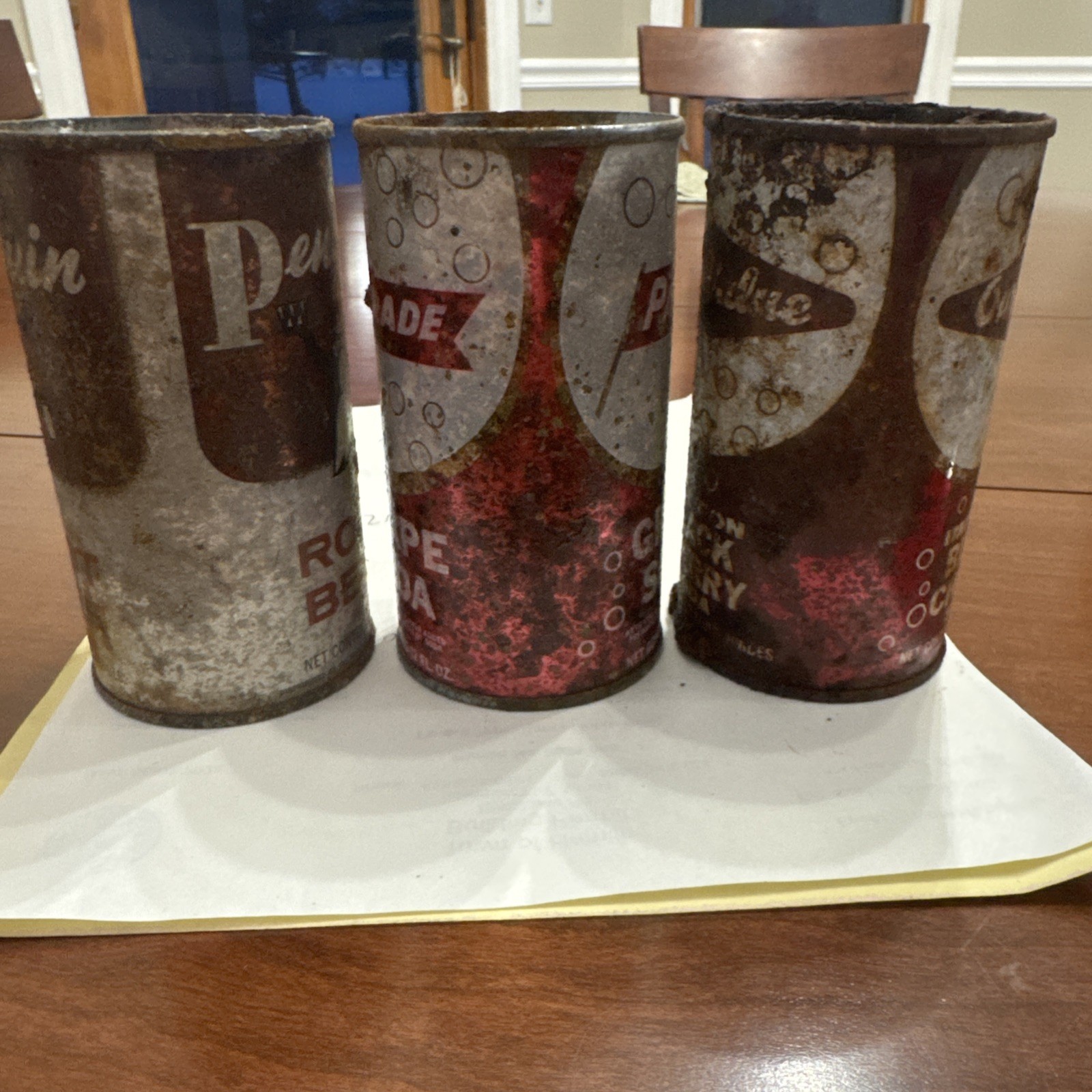 3 Vintage Flat Top Soda Cans Penguin/ Parade/Our Value