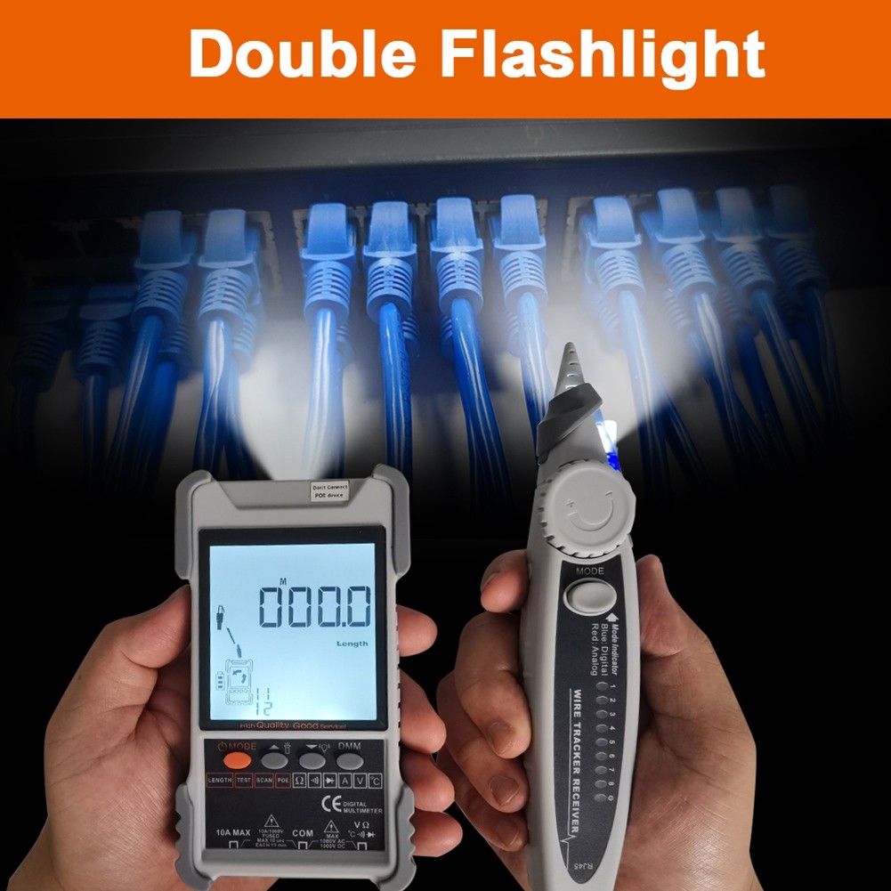 ET618 Cable Tester with LCD Display Analogs Digital Search POE Test Cable5001
