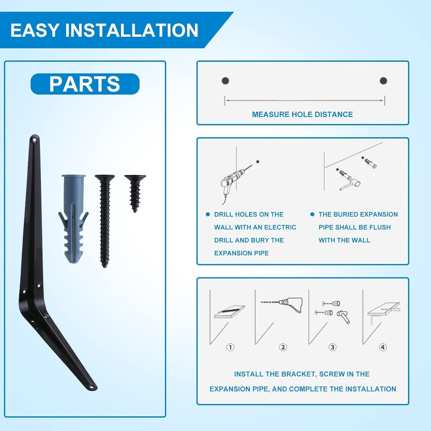 10 Pack Shelf Bracket 12 Inch ,Heavy Duty Shelf Brackets,Floating Shelf Brack...