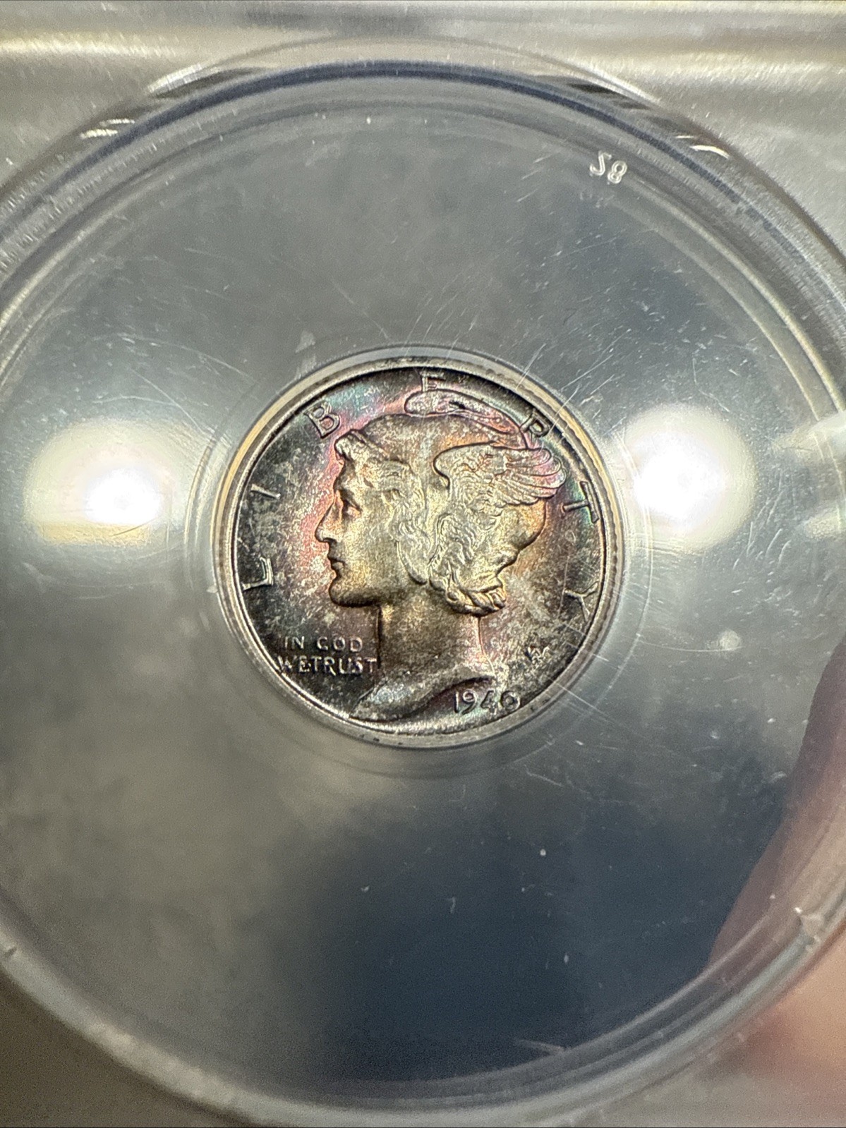 1940-D Mercury Dime ANACS MS63 Gorgeous Toning Wow