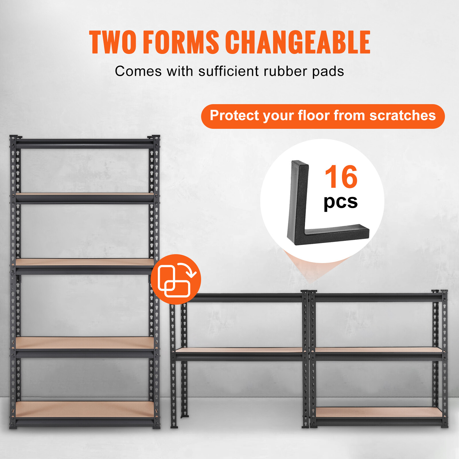 VEVOR 12"D x 30"W x 60"H 5 Shelf Steel Shelving Rack Garage Storage 2000lbs Load