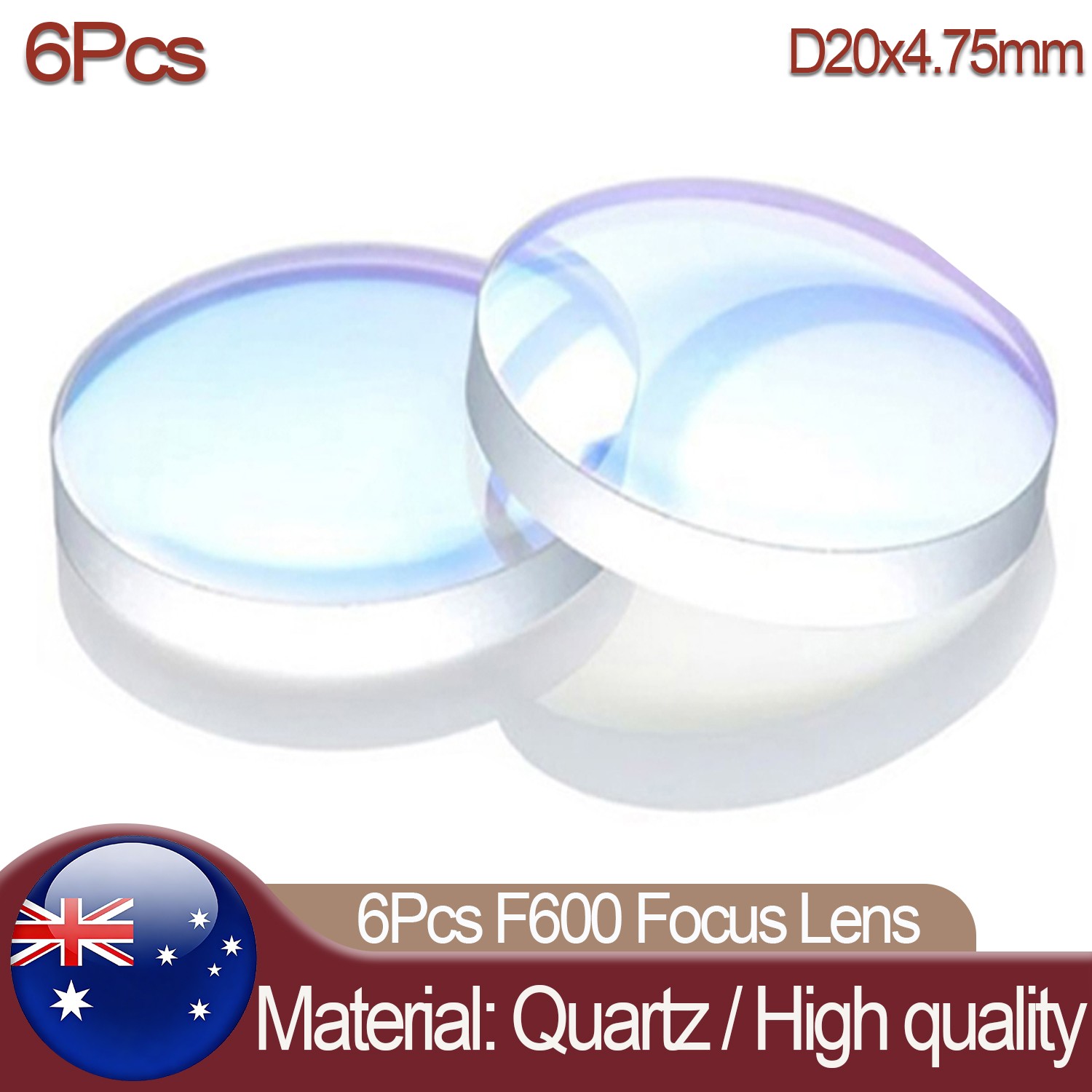 6Pcs D20*4.75mm F600 Focus Focusing Lens For 4in1 Laser Welding Machine Gun AU