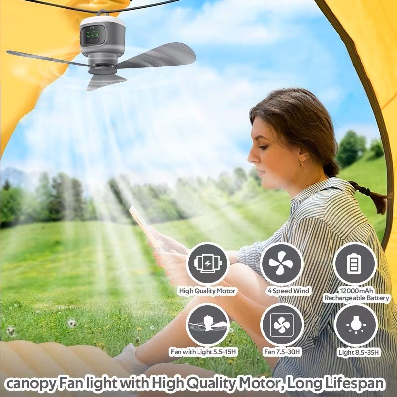 18' Gazebo Ceiling Fan with Light for Patio, Canopy, Tent, Porch, or RV. From Fl