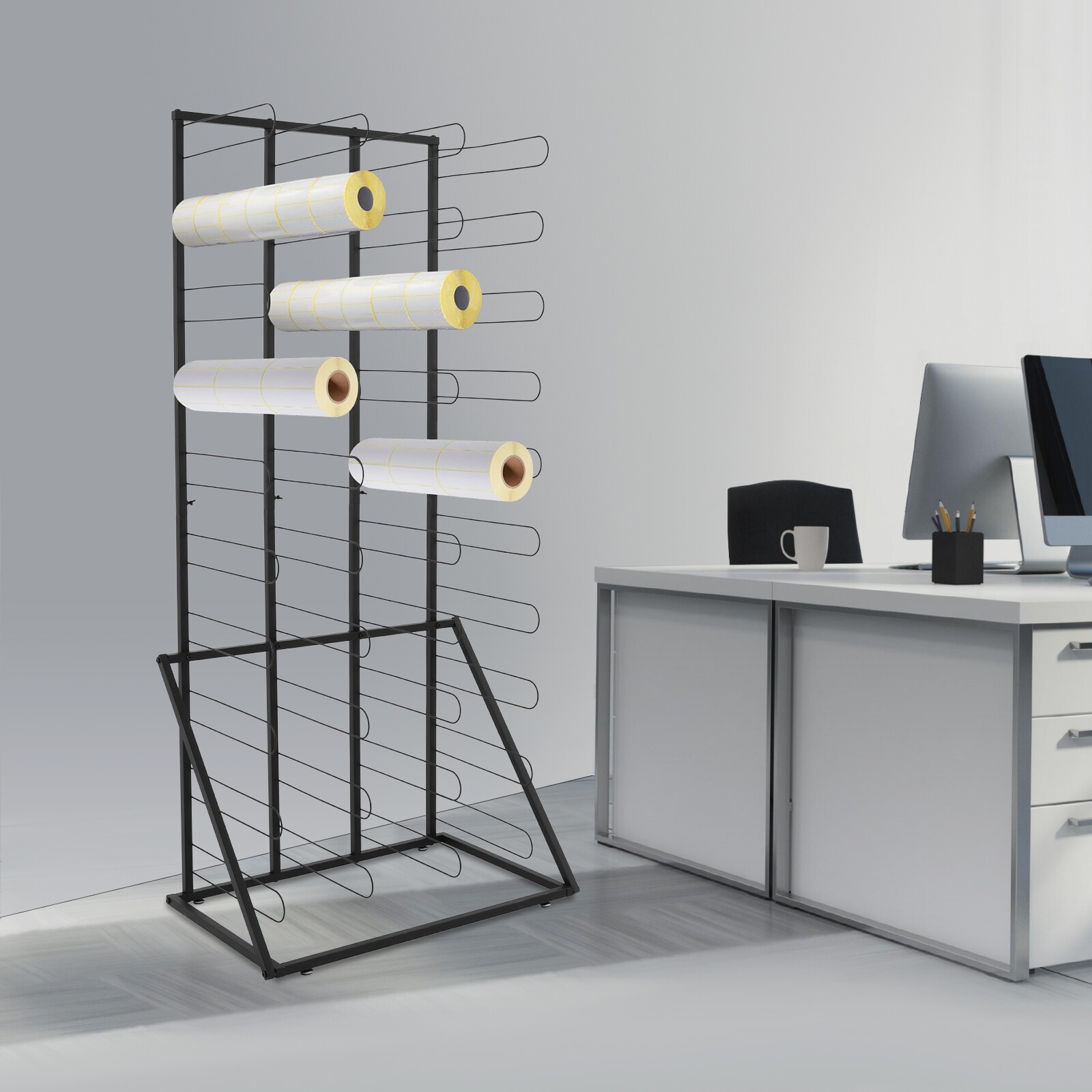 Vinyl Roll Storage Rack, Durable Floor Organizer with 40 Shelves