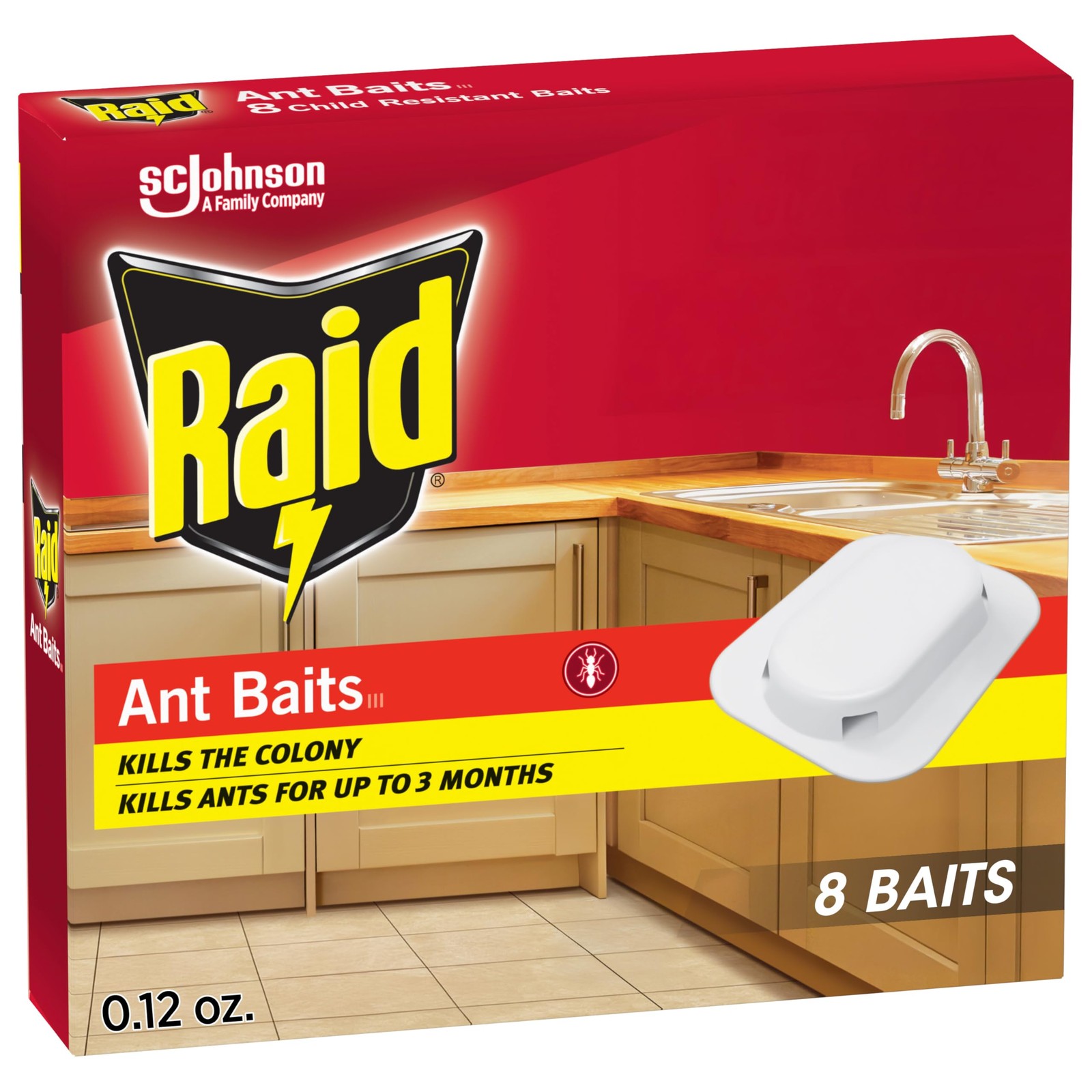 Raid Ant Killer Baits, Child Resistant Bug for Indoor 8 Count, Red