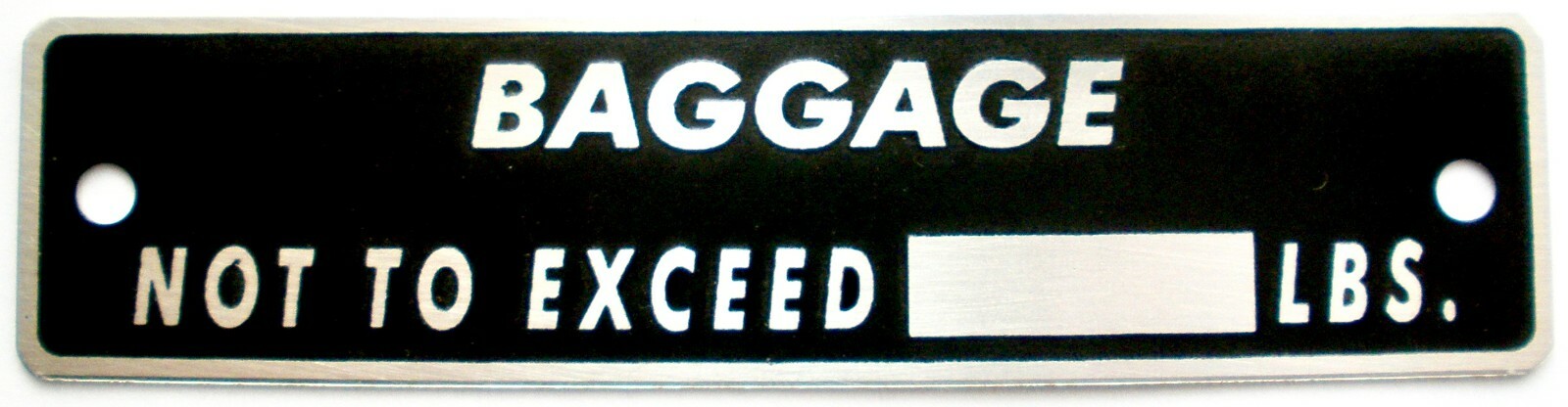 "Baggage Not To Exceed _____LBS" Placard Gen. Aviation Airplane Cockpit PLA-0107