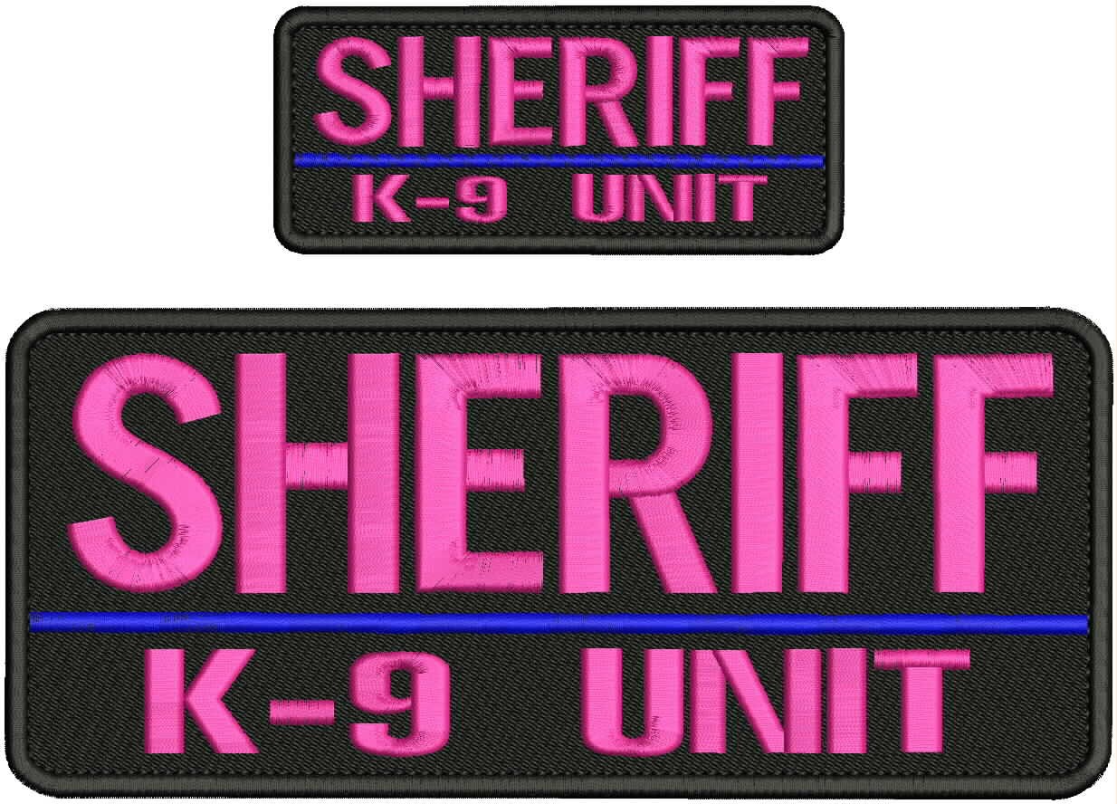 Collectible 2 Embroidery Patch Sheriff K-9 Unit 4x10 &2x5 Pink On Black