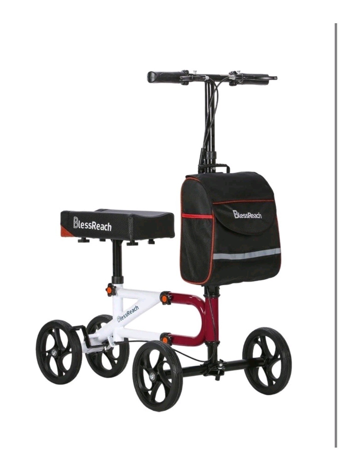 BlessReach Economy Knee Scooter Steerable Dual Brakes.  WB-2111 Red