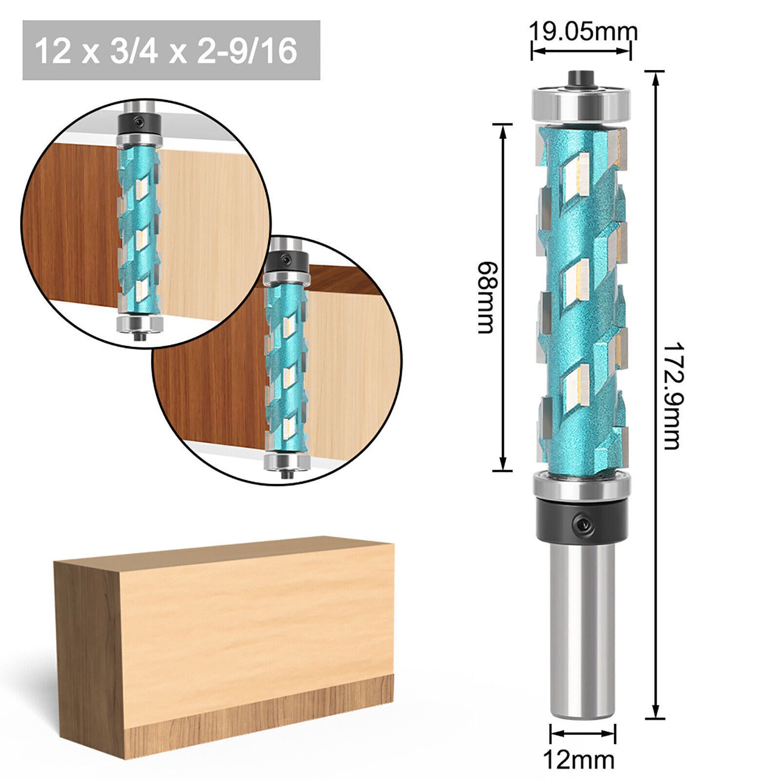 12mm 1/2" Router Bit Bearing Compression Mill Cutter Shank Flush Trim Spiral