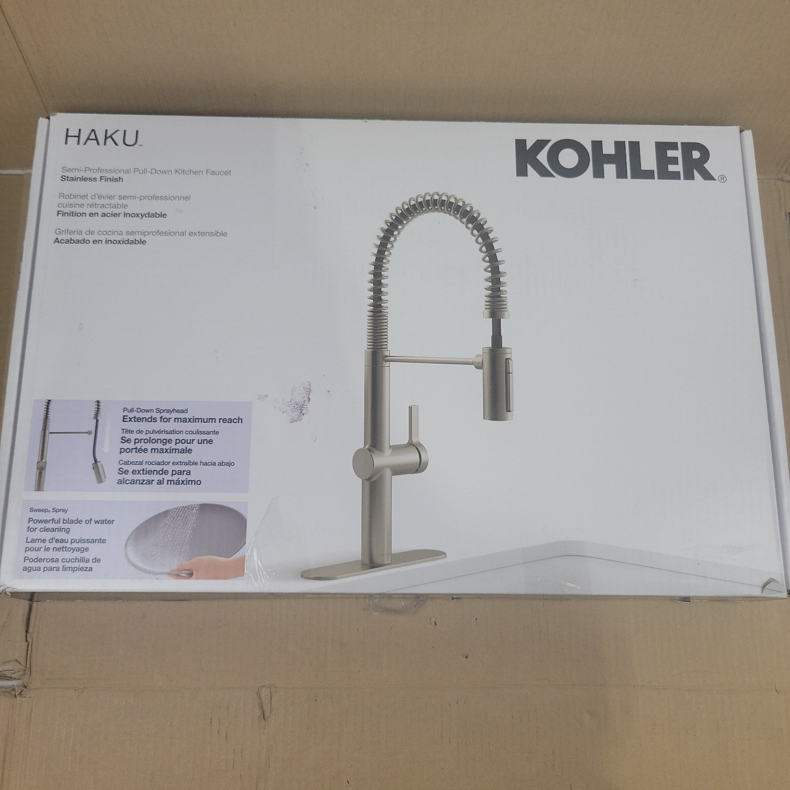 Kohler Haku Pull-Down Kitchen Faucet - Stainless Finish - R38475