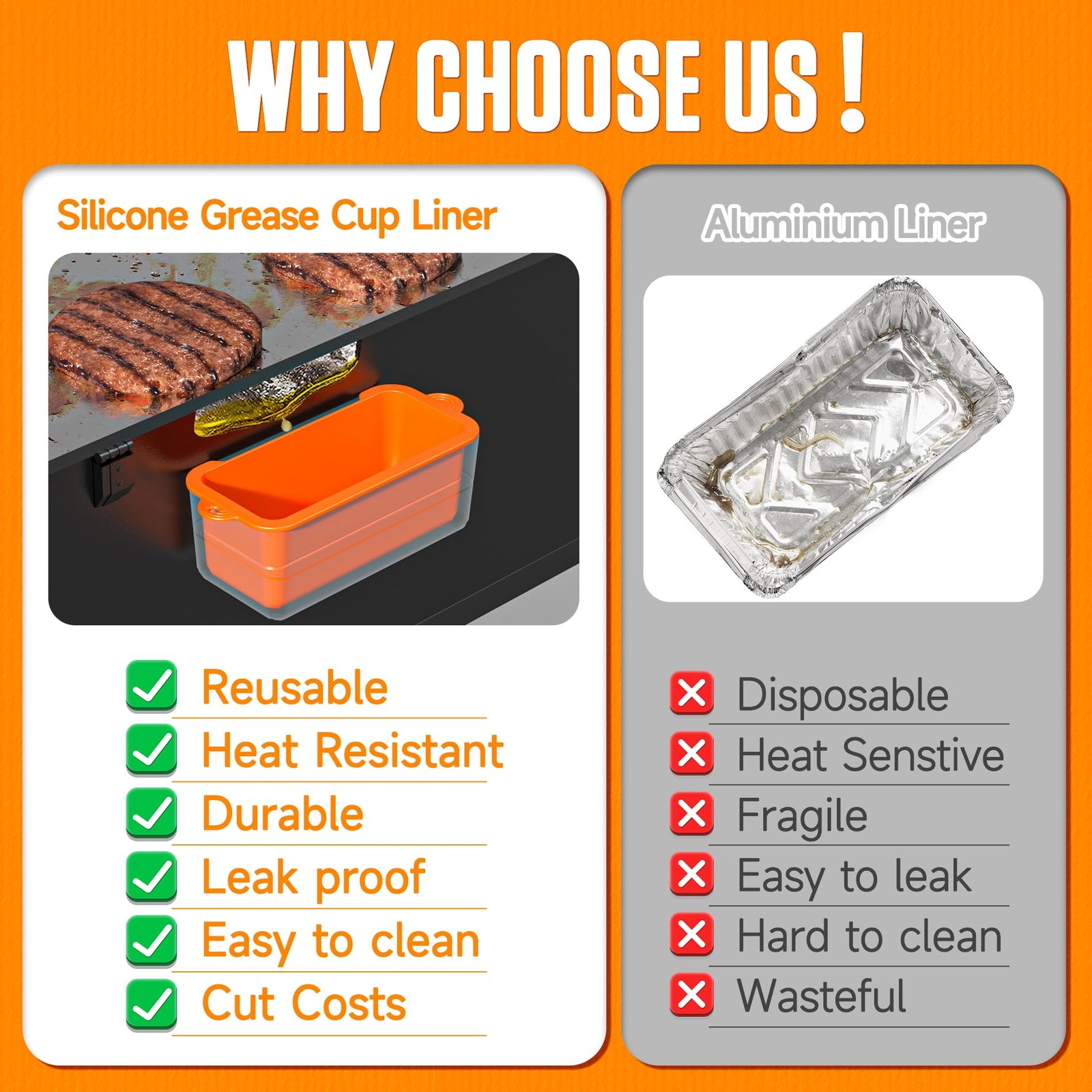 Griddle Accessories for Blackstone – Blackstone Silicone Mat & Grease Cup Lin...