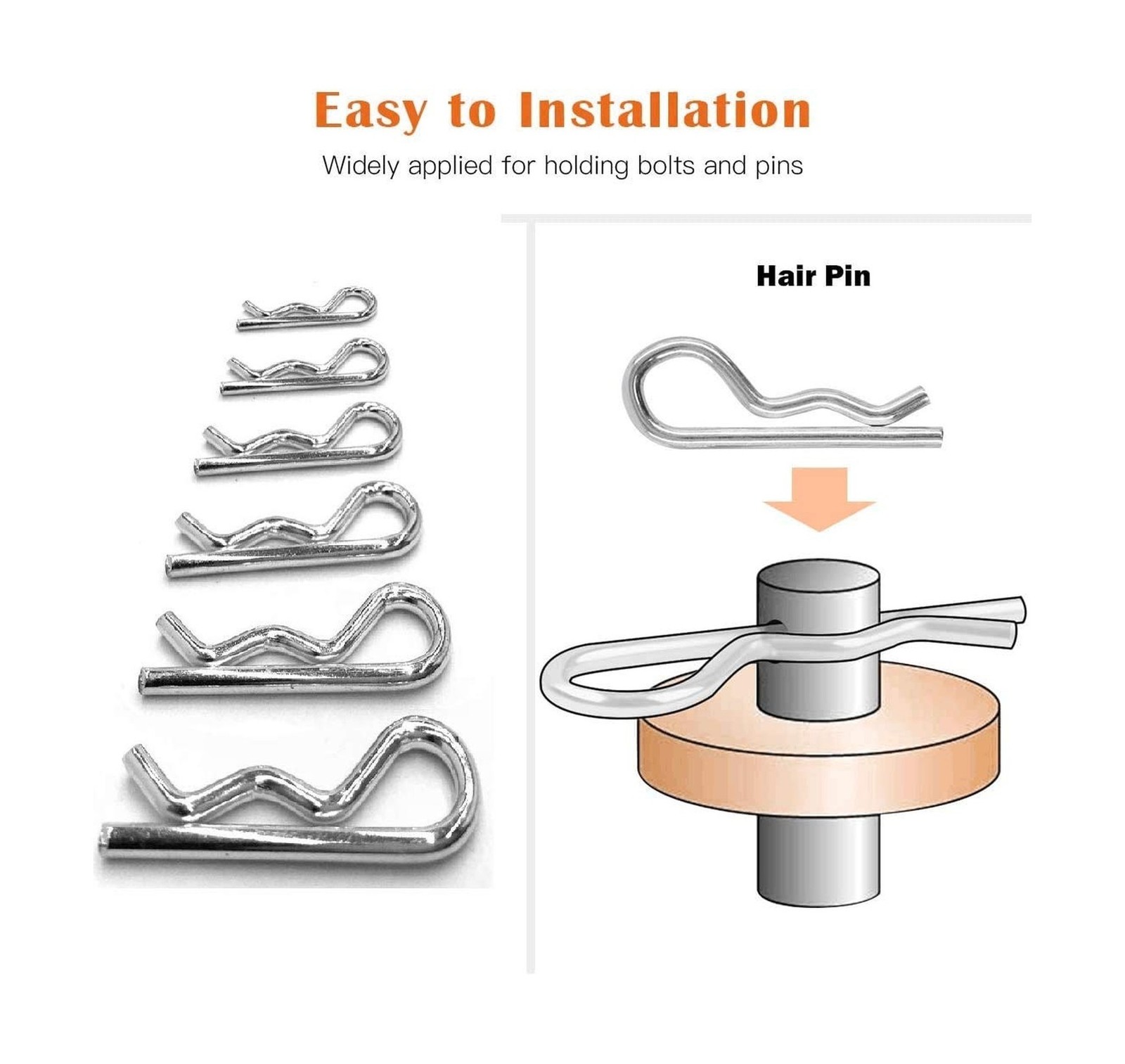 20 Pcs Hardware Pins Cotter Pins Spring Fastener Assortment Kit, Retaining Pi...