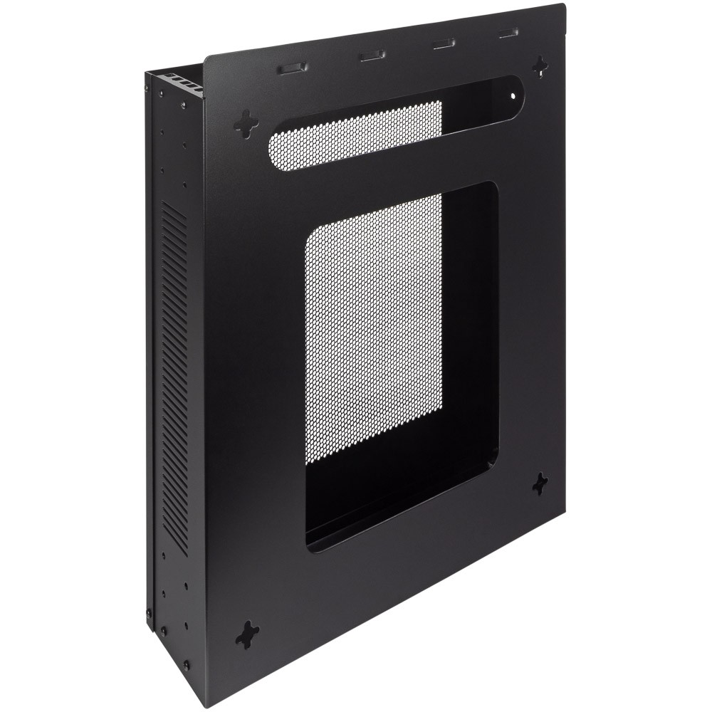 NavePoint Vertical Wall Mountable Server Rack, Black - Enclosed Vertical Wall