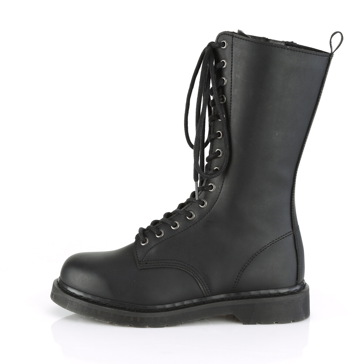 DEMONIA BOLT-300 Men's Unisex Punk Biker Black Buckles Lace Up Calf Ankle Boots