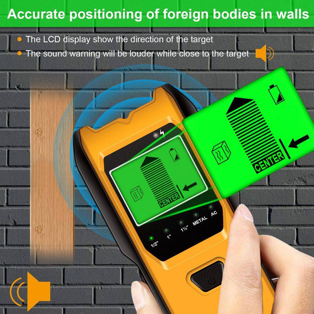 5 in 1 Multifunction Wall Scanner Stud Finder with Upgraded Smart Sensor HD LCD
