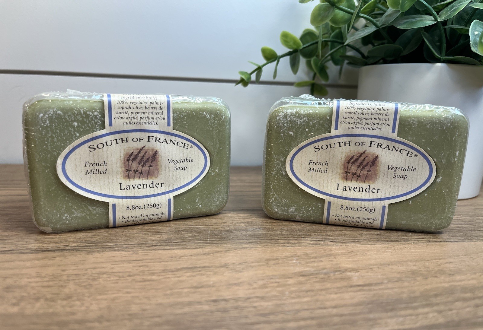 2 NEW South of France LAVENDER Bath Sized Soap Bars "French Milled" 8.8oz Sealed