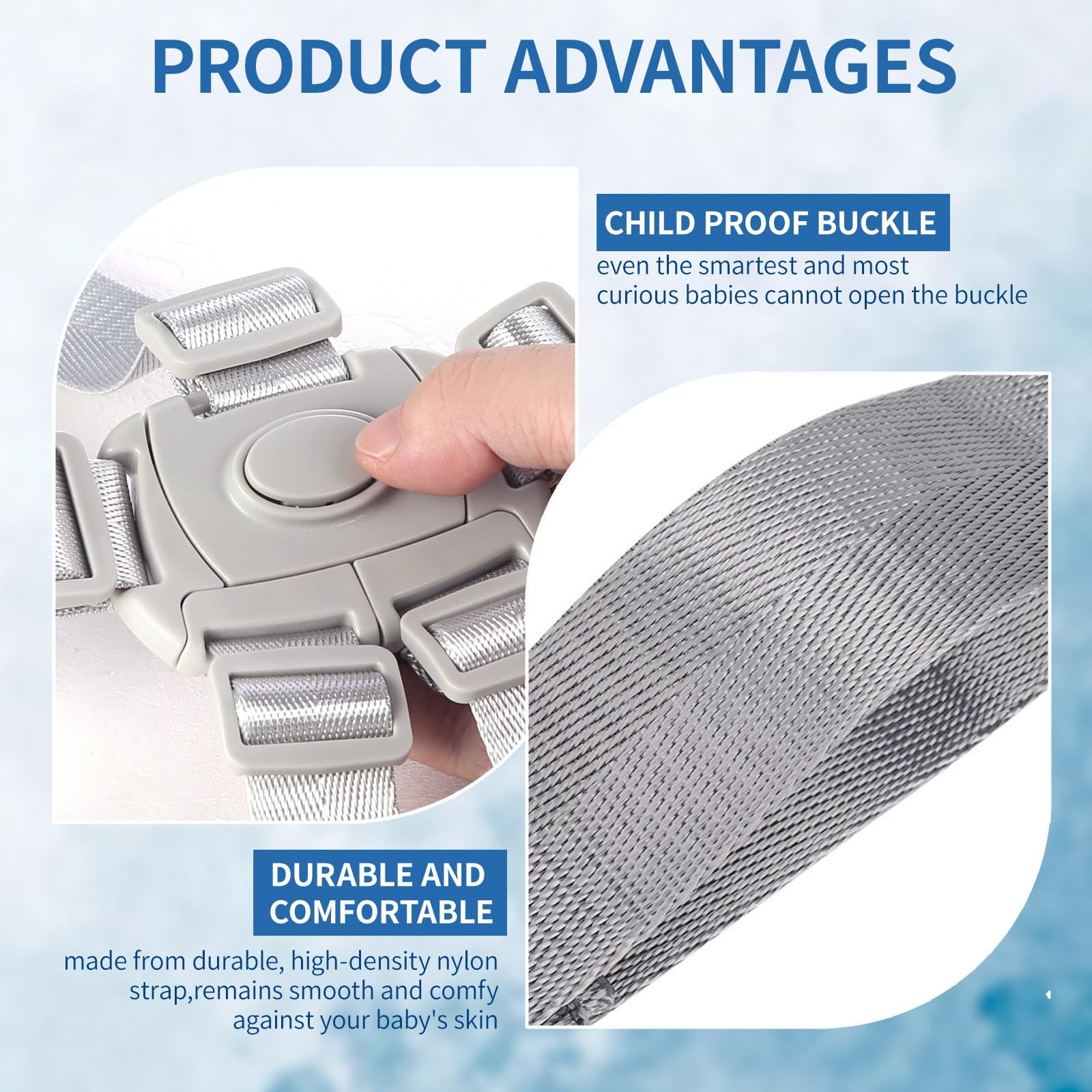 Adjustable High Chair Straps Replacement Compatible with Ingenuity for Grey