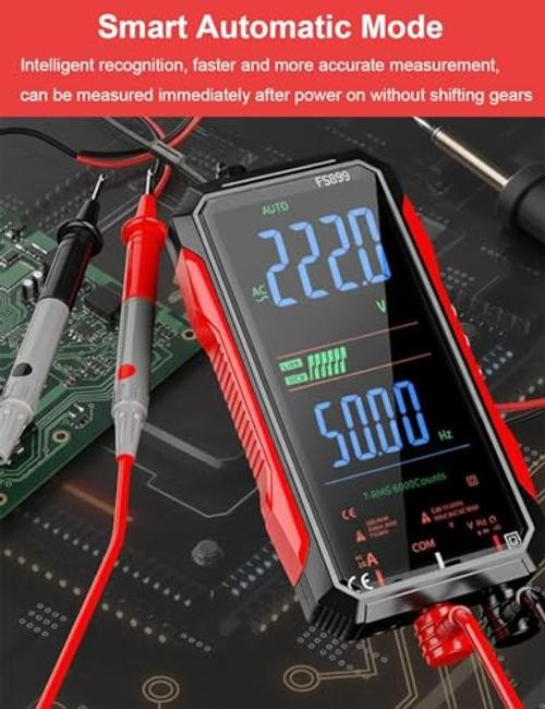 Rechargeable Digital Multimeter 6000 Counts True RMS Smart Tester with 5 Red