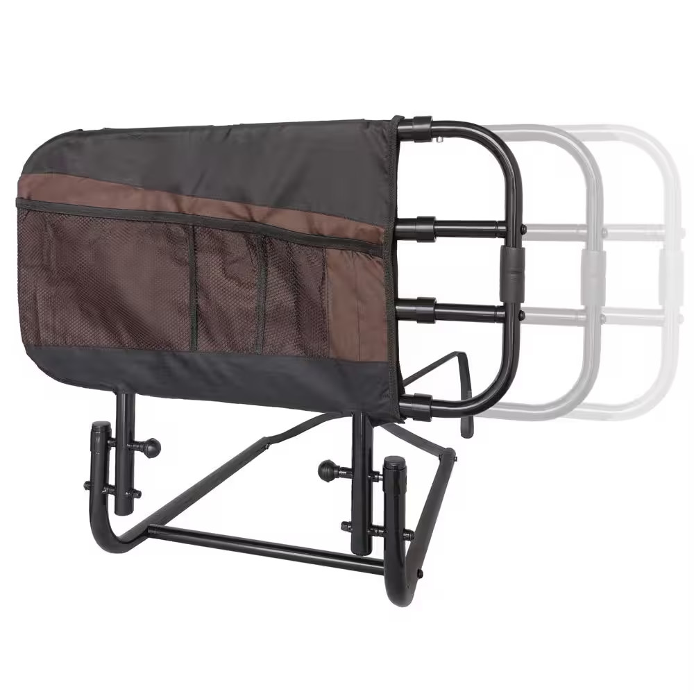 26 In. to 42 In. EZ Adjustable Bed Rail with Swing-Down Safety Railing and Po...