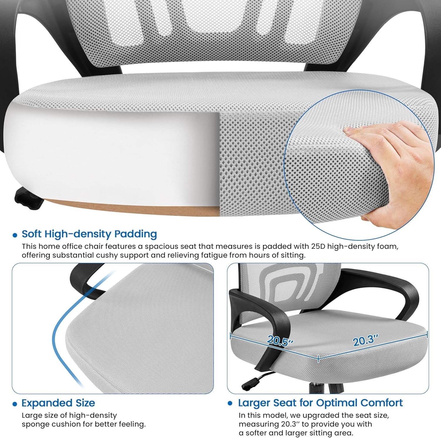 Adjustable Mid Back Computer Chair with Rolling Wheels - Supportive & Stylish