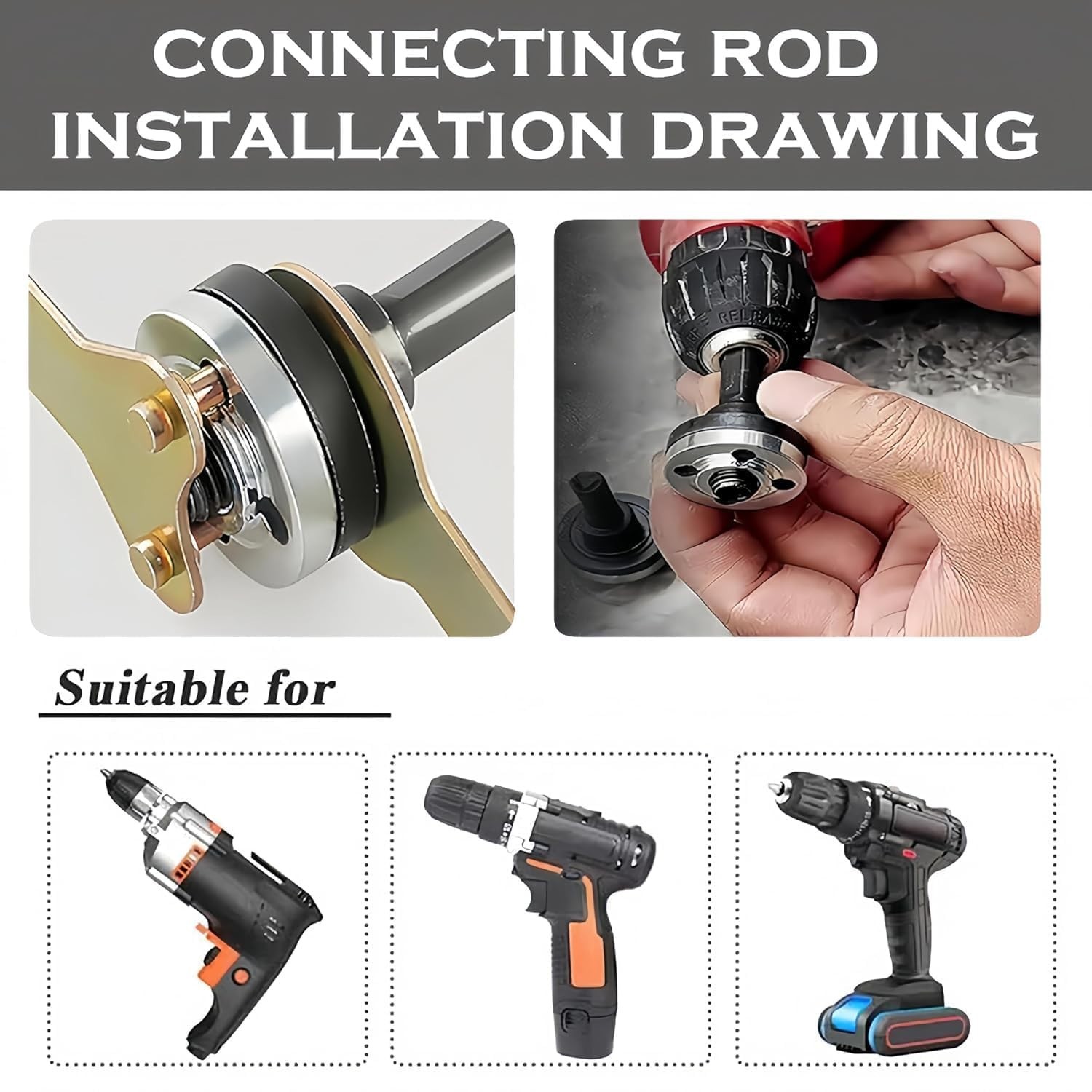 1Set 10mm Drill to Angle Grinder Adapter Rod Conversion Kit with Wrench - NEW