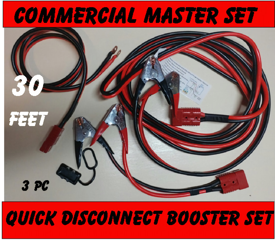 3 PC 2GA 32FT QUICK-CONNECT 900 AMP JUMPER/BOOSTER CABLE SET,TOW-SERVICE TRUCK