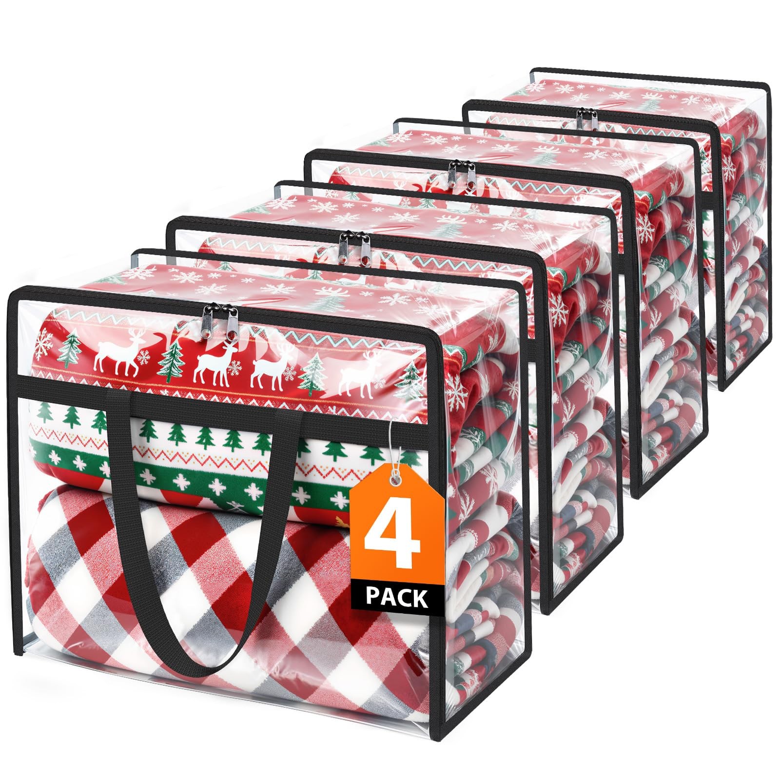 SpaceTrove Clear Storage Bags, 4 Pack Under Bed and Closet 40L,