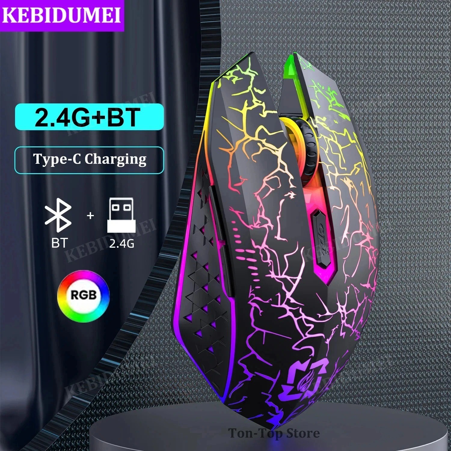 2.4GHz Wireless Optical Mouse USB Rechargeable RGB Cordless Mice For PC Laptop