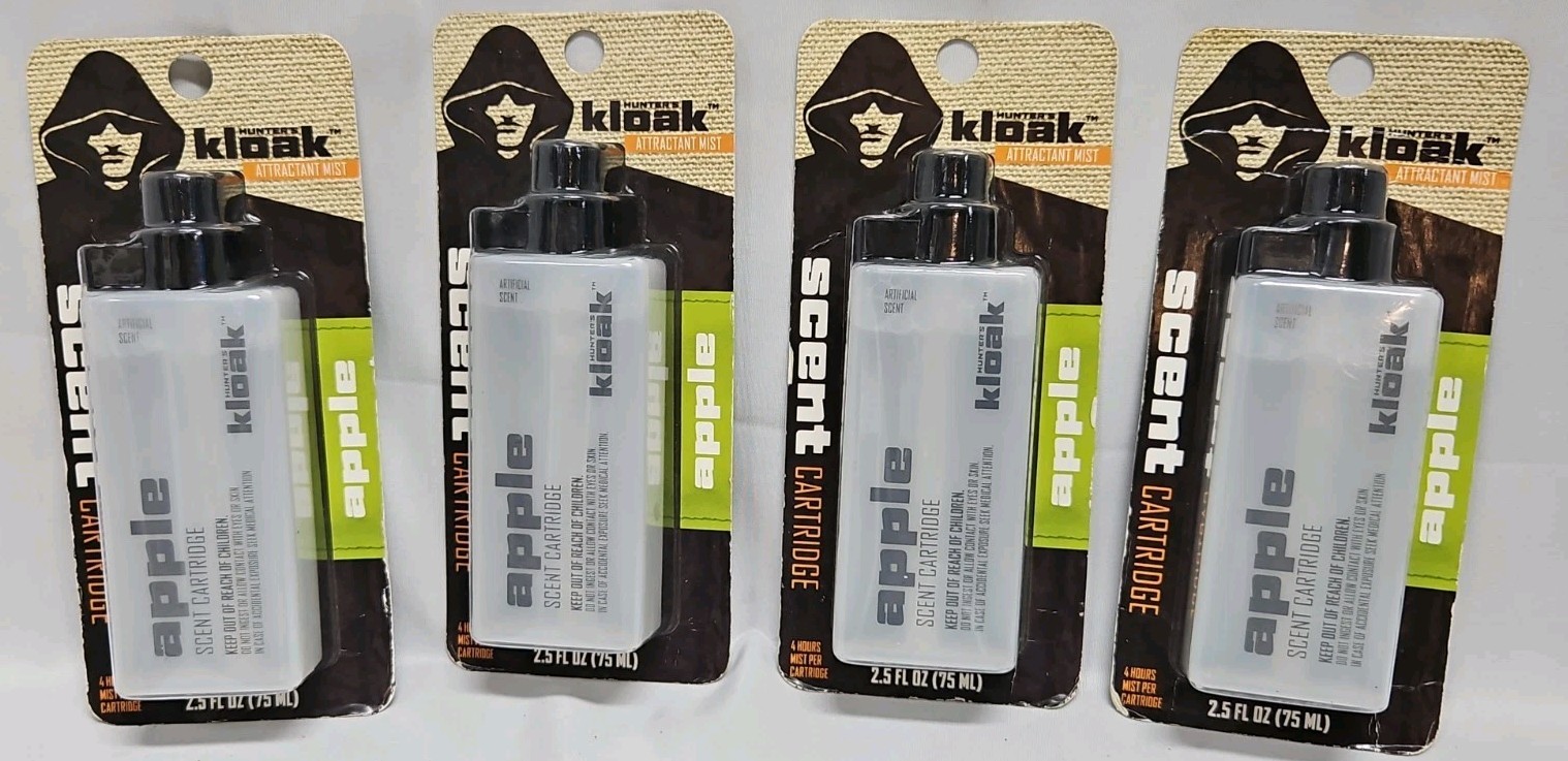 Hunters Kloak Attractant Mist SCENT CARTRIDGE Apple Lot of 4 Four Factory Sealed