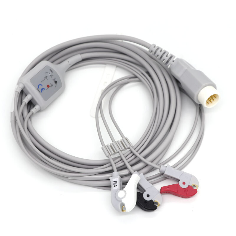 3 Leads ECG cable compatible with Philips EKG Electrode cable electrocardiograph