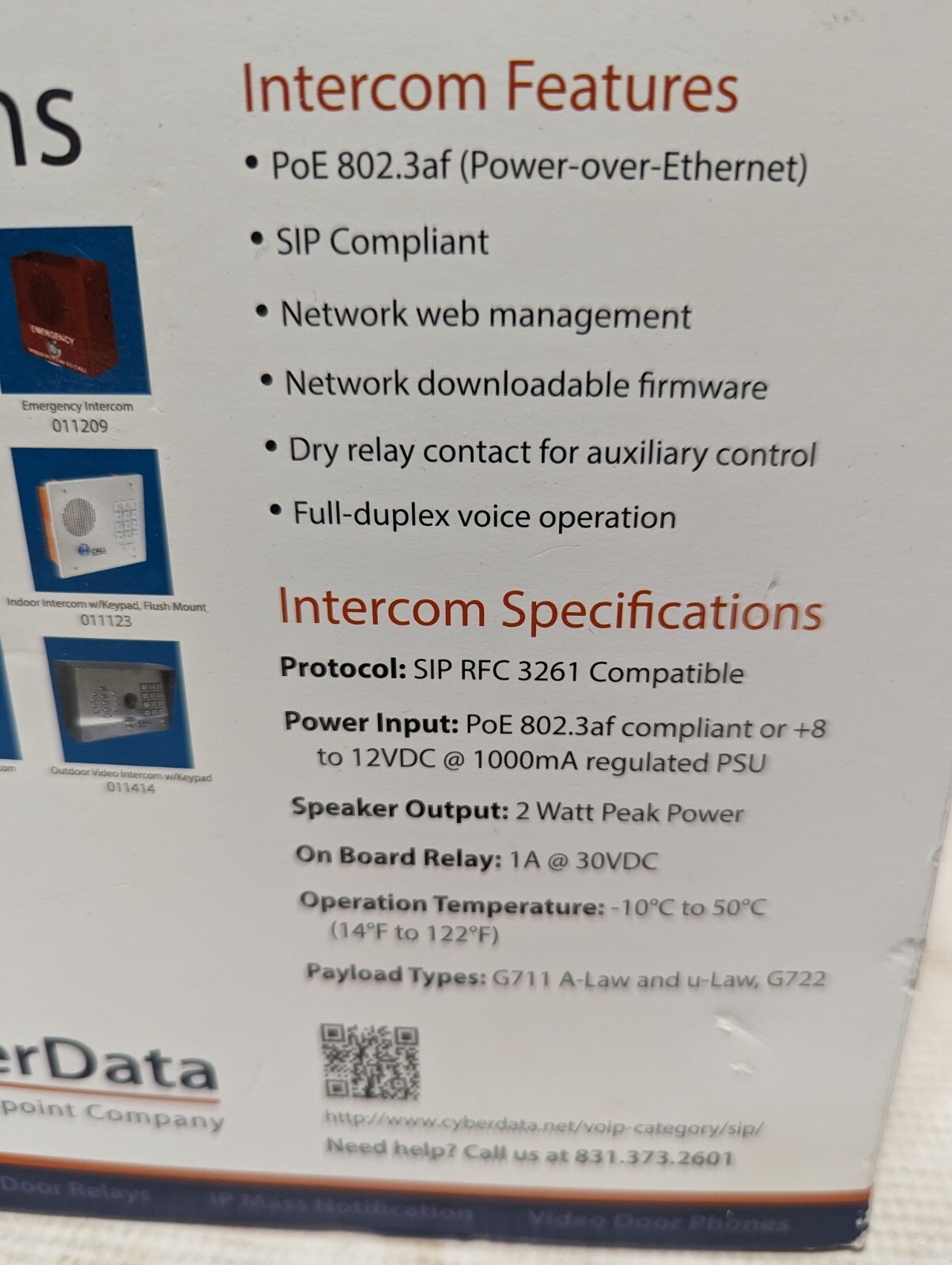 CyberData 011211H SIP Indoor Intercom Surface Mount