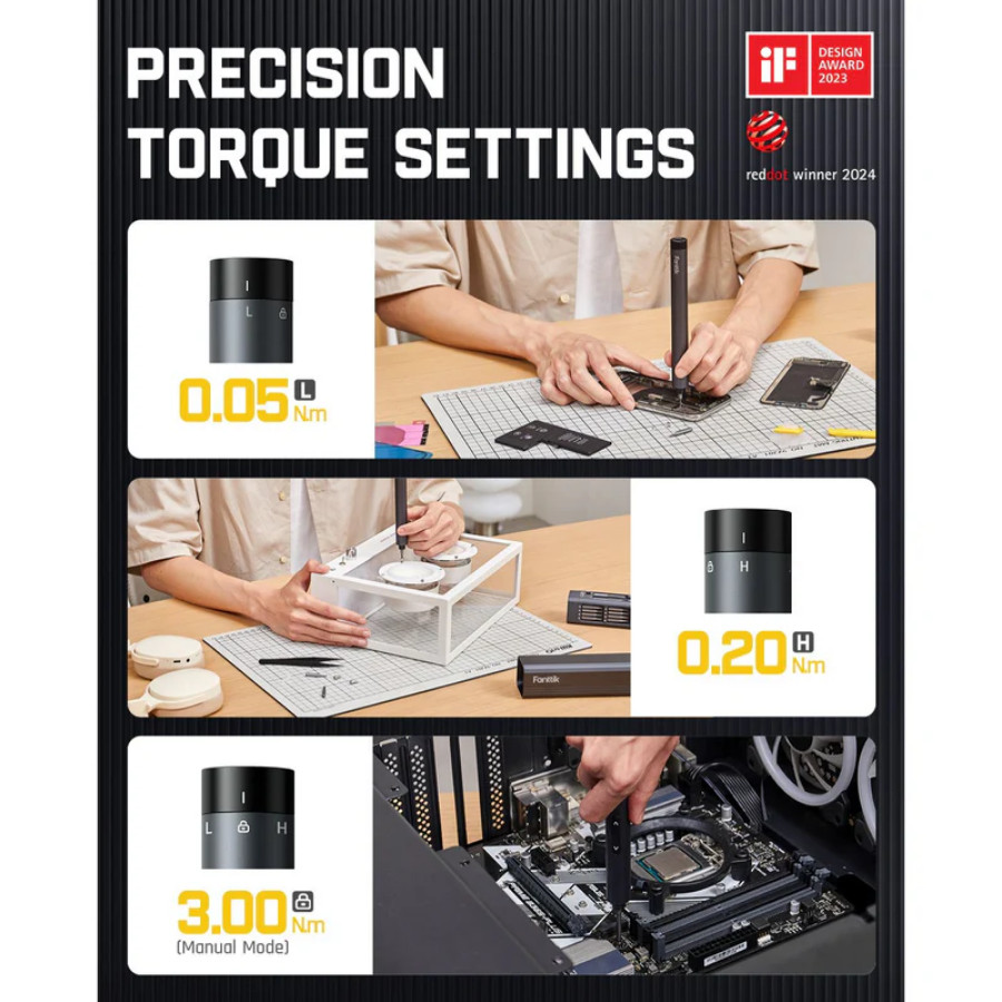 Fanttik E1 MAX Precision Electric Screwdriver - 50 Magnetic Bits Repair Kit