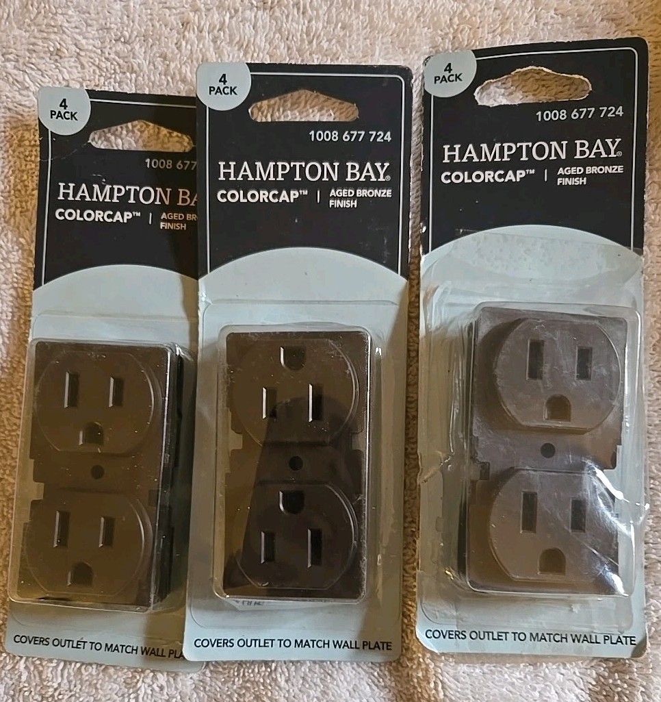 Hampton Bay ColorCap 1-Gang Duplex Wall Plate 3 Packs of 4 – Aged Bronze Finish