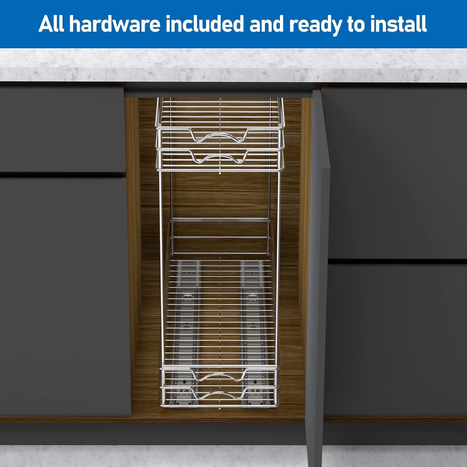 2 Tier Kitchen Cabinet Pull Out Shelf and Drawer Organizer Slide Out