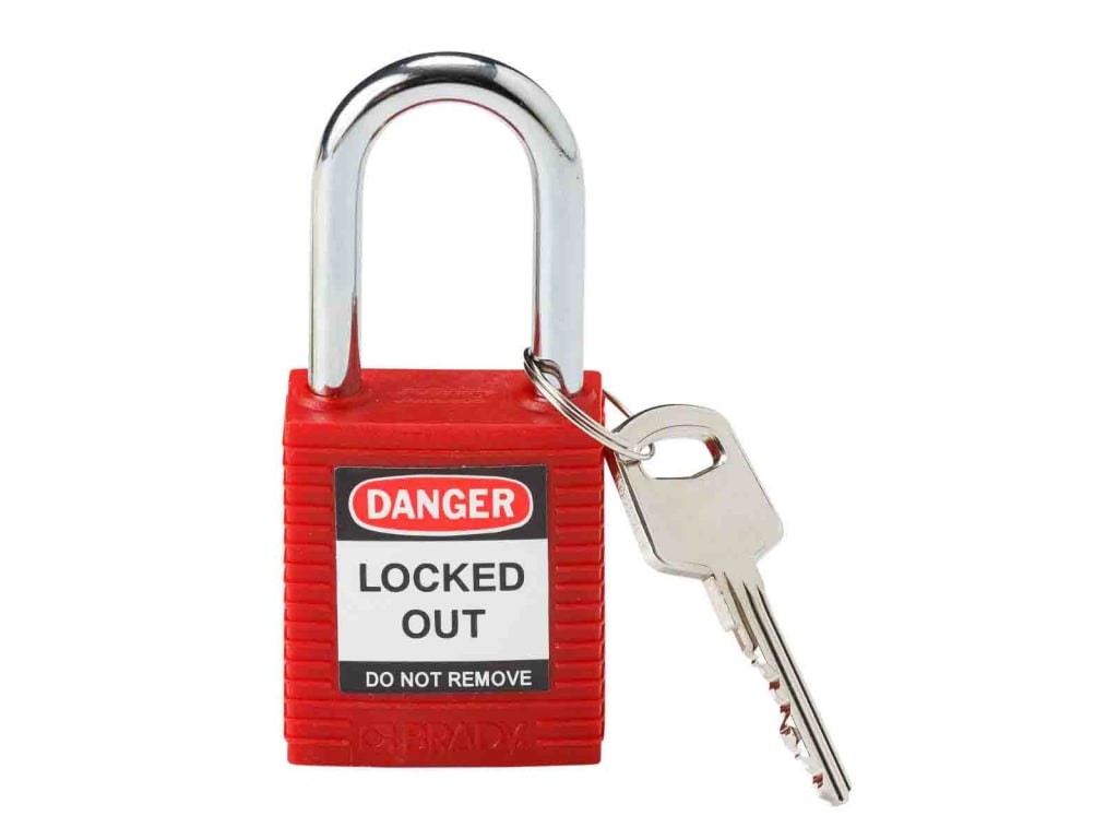 Brady 99552 - Nylon Lockout Padlocks, Standard Type, Steel, Red Color