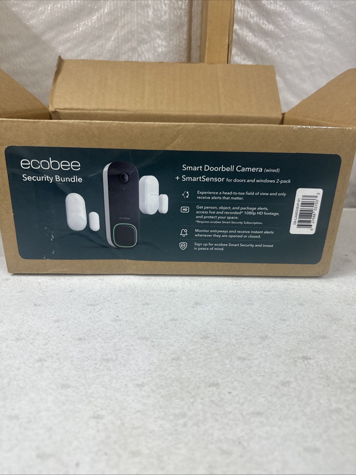 ecobee Security Bundle - Smart Doorbell Camera + 2 Pack Window/Door Smart Sensor