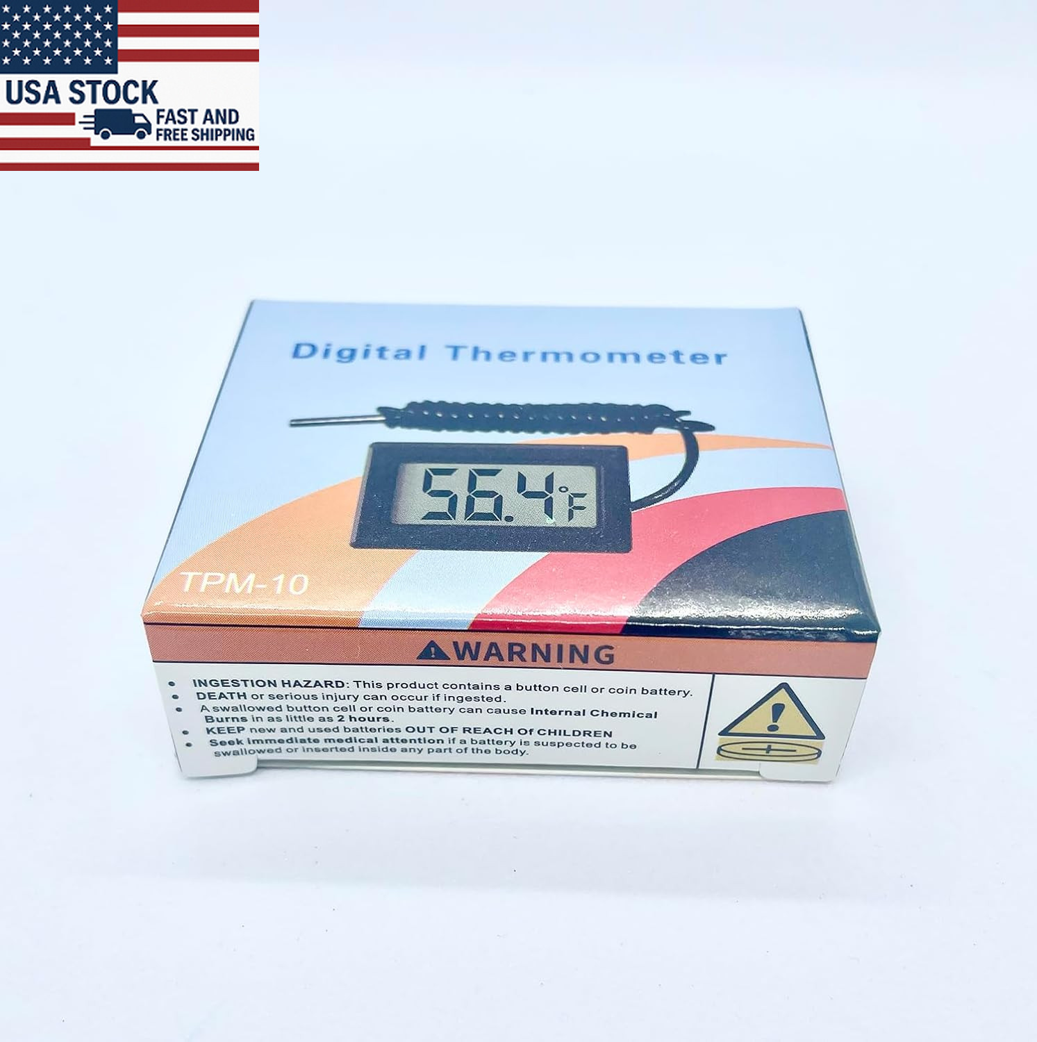 5 PCS Digital LCD Thermometer with Probe for Fridge and Water Temperature