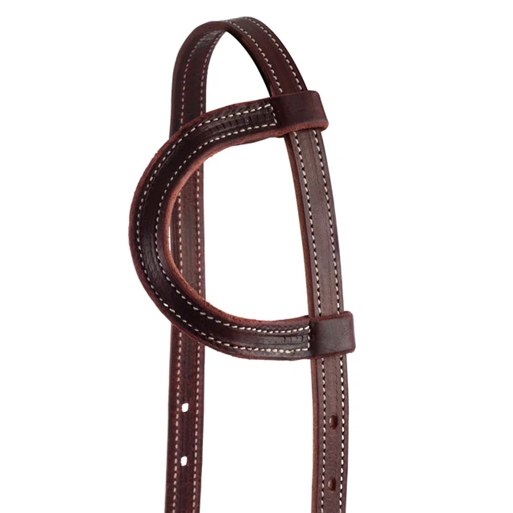 10-0093 Weaver Latigo Leather Flat Sliding Ear Headstall - Burgundy NEW