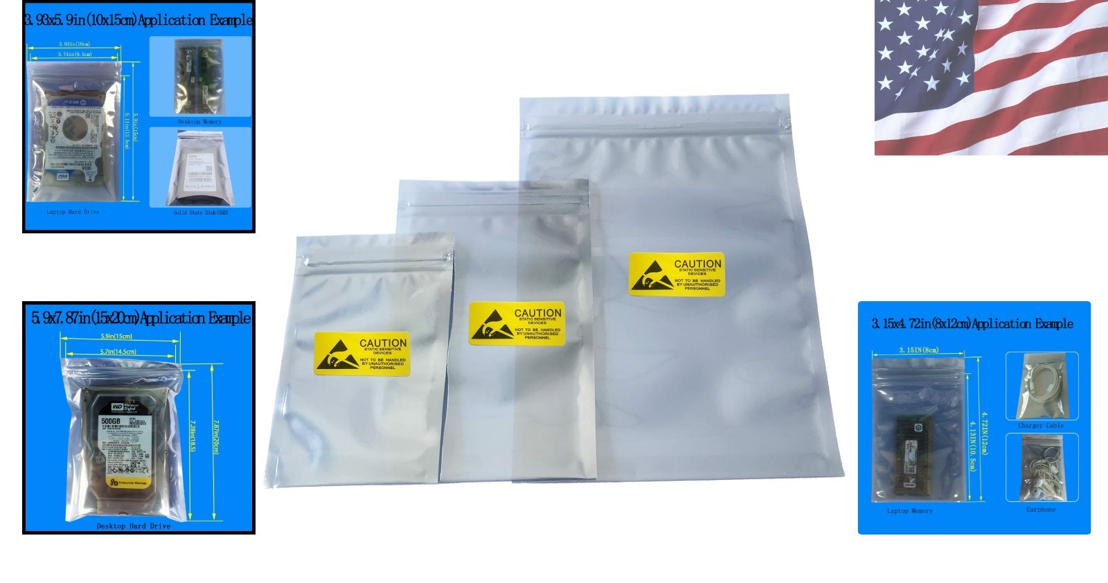 ESD Shielding Antistatic Bags Set - 30 Mixed Sizes for Hard Drives & Electronics