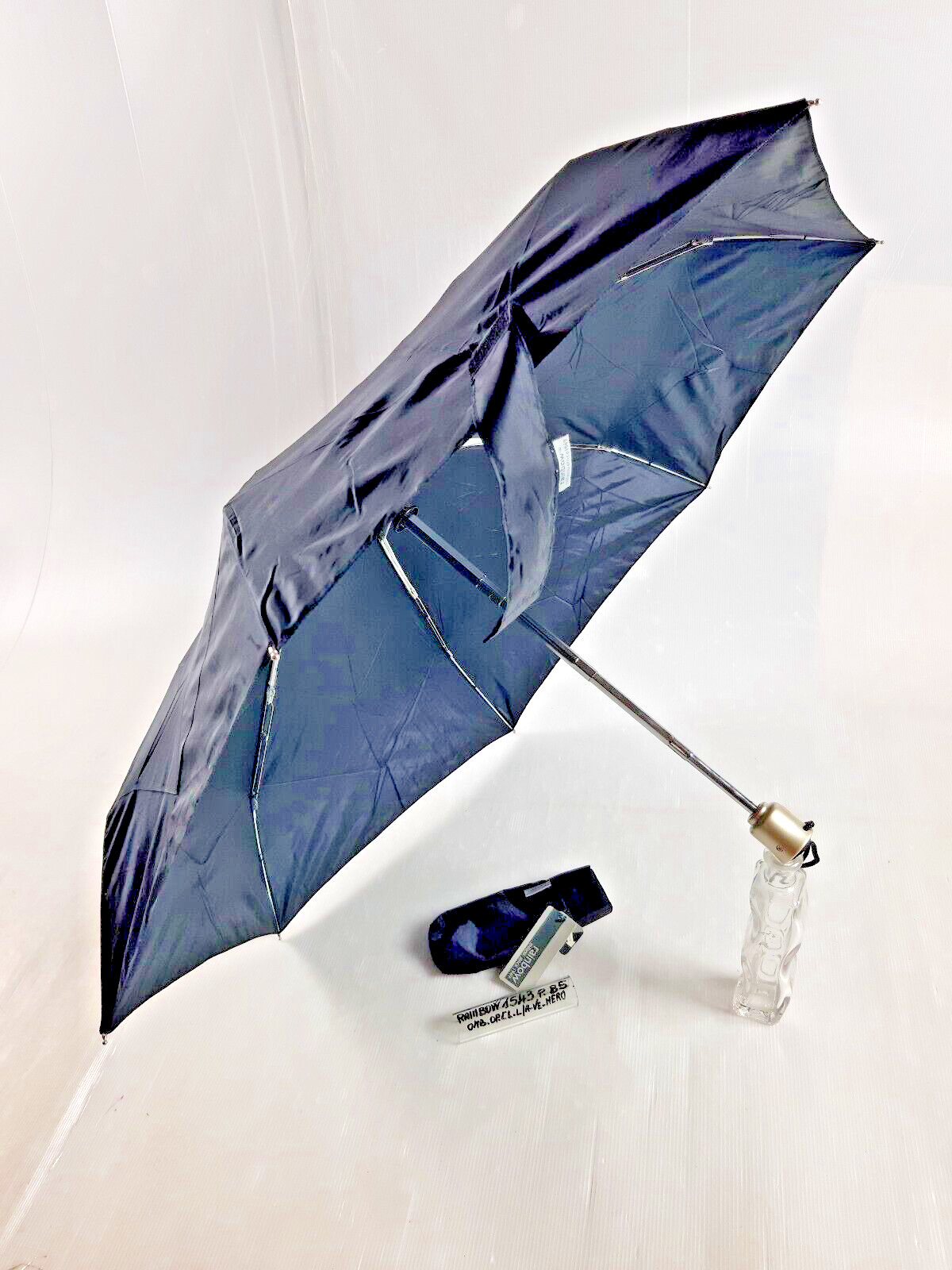 Women's/Unisex Mini Umbrella - Automatic - Open/Close - Black - 1543 - Rainbow
