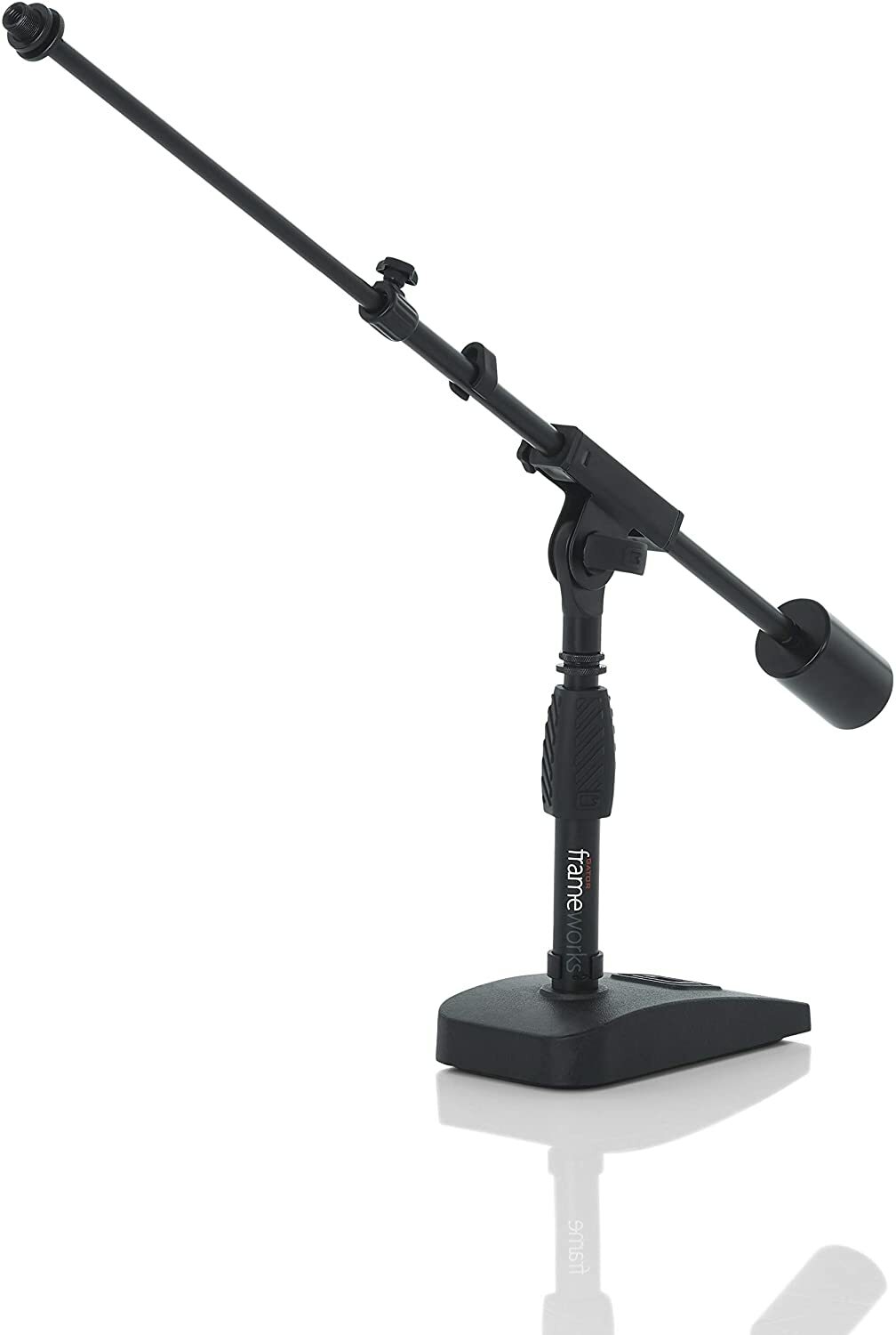 Gator Frameworks Short Weighted Base Microphone Stand with Telescopic Boom Arm