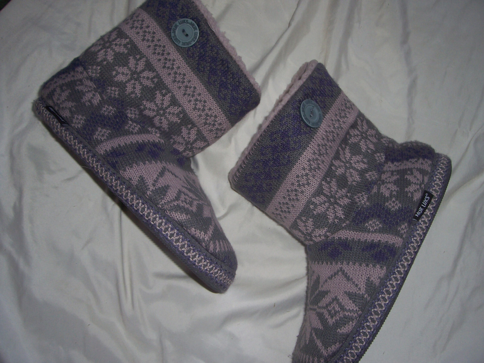 10MUK LUKS SLIPPERS WOMENS SLIP ON KNIT BOOTIE SHOE COZY LINED XL 11-12~~NRW!!!