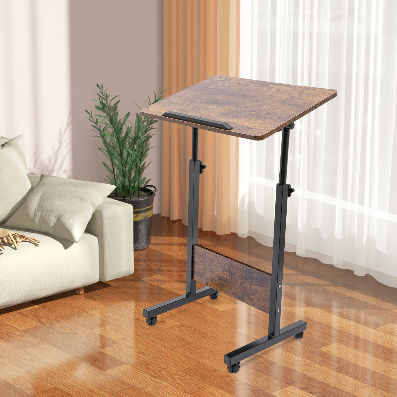 Multifunctional 10kg Load Table Height&Angle Adjustable Desk Rolling Floor Desk