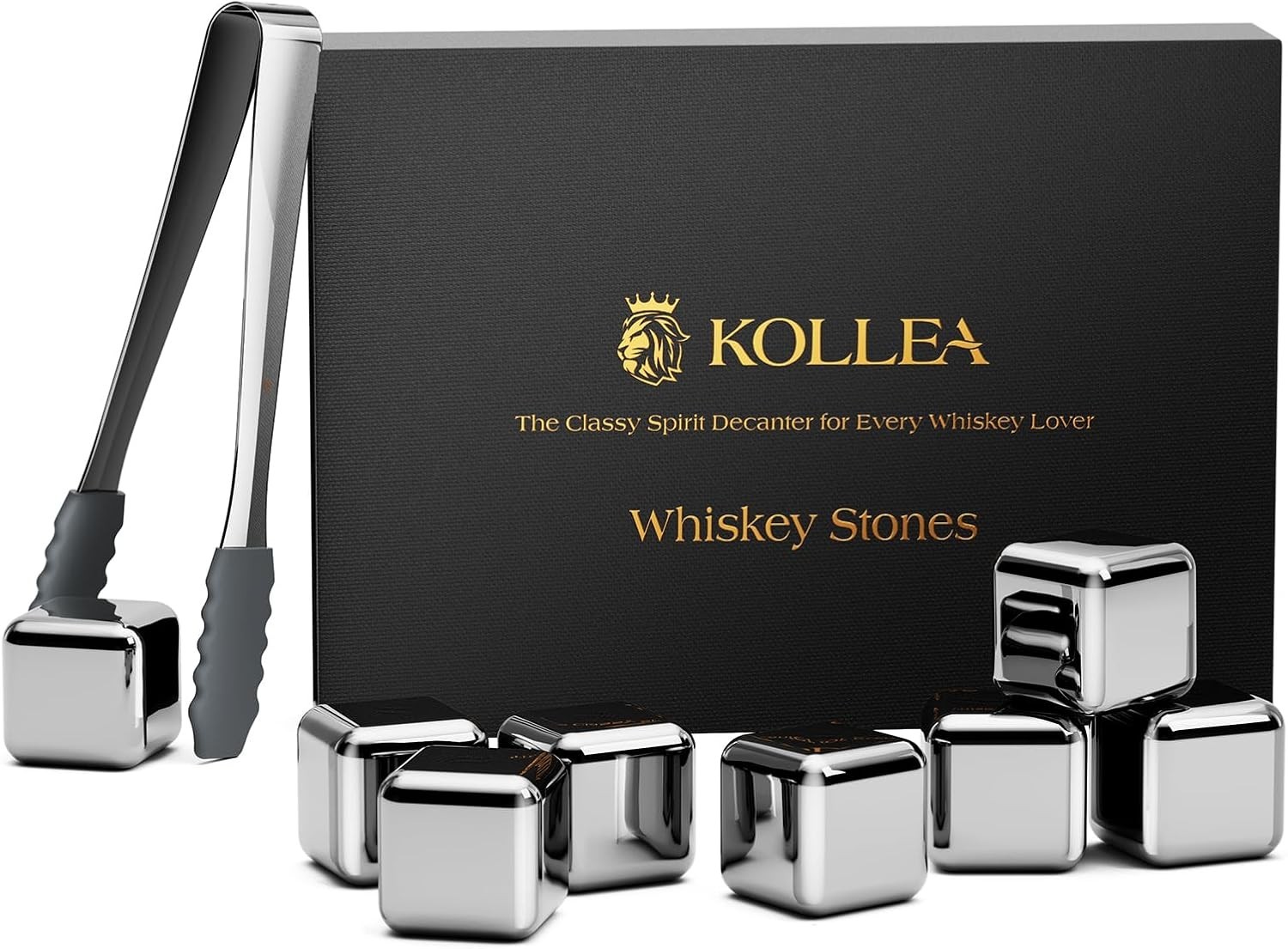 Whiskey Stones Set Stainless Steel Ice Cubes 8 Pack Reusable Cool Drinks