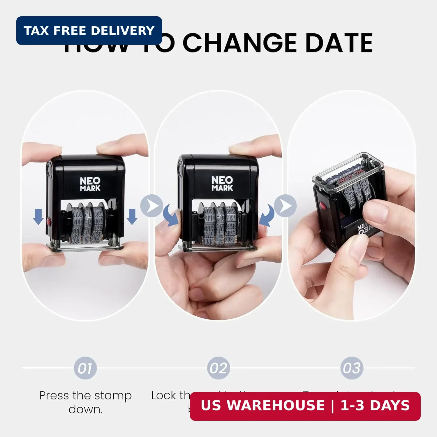 Self-Inking Received Date Stamp, 12-Year Adjustable Dater | Extra Replacement Pa